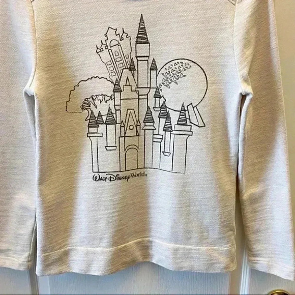 Walt Disney World Disney Parks Magic Kingdom Castle Sweatshirt Ivory Grey XS - Picture 6 of 16